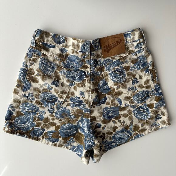 VTG Merona 90s USA Made Cotton Cabbage Rose Floral High Waist Shorts sz 11/12 - Picture 2 of 8